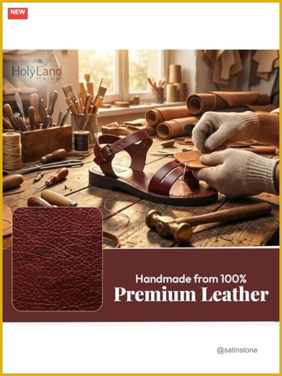 Handmade Leather Sandals from Jerusalem - Unisex Biblical Style main image 7